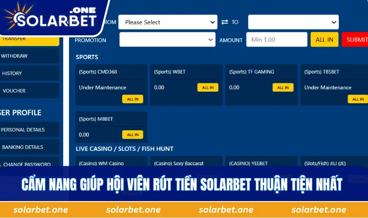 Cẩm nang giúp hội viên rút tiền SOLARBET thuận tiện nhất