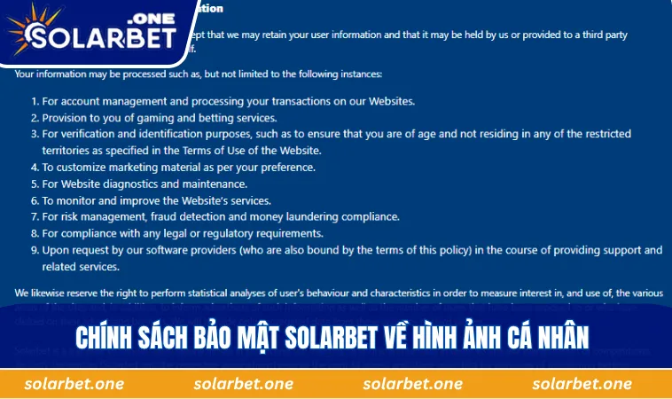 Chính sách bảo mật SOLARBET về hình ảnh cá nhân 