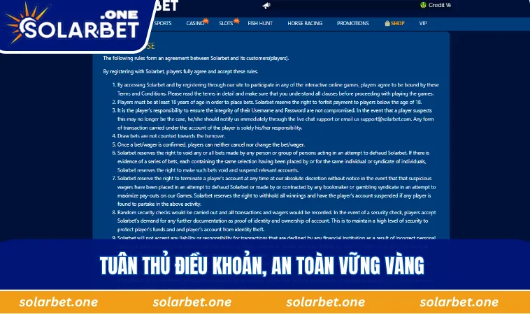 Tuân thủ điều khoản, an toàn vững vàng